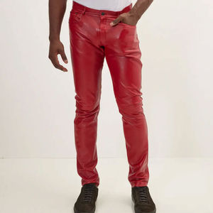 Wholesale Rate Outdoor Wear Men's Straight Leather Pant Hot <b>Sale</b> Unique Color Trendy Waterproof UV Protection Street Style - Product Image 4