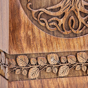 Urna hecha a mano de palisandro para cenizas humanas-Urnas de madera de árbol de la Vida para Adultos hechas a mano-Urna de cremación funeraria celta para perros - Product Image 4