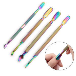 Empujadores de cutículas reutilizables de doble cabeza de acero inoxidable, logotipo personalizado para eliminación de piel muerta, limpieza de esmalte de uñas, limpiador de uñas - Product Image 2