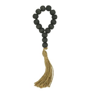 Porte-anneau de serviette en perles de bois fini noir avec glands Style de luxe fabriqués à la main garni de guirlande murale de noël - Product Image 2