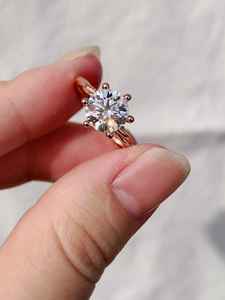 925 plata esterlina chapado en oro rosa excelente calidad GRA certificado corte redondo Original Moissanite piedra preciosa anillo hecho a mano - Product Image 5