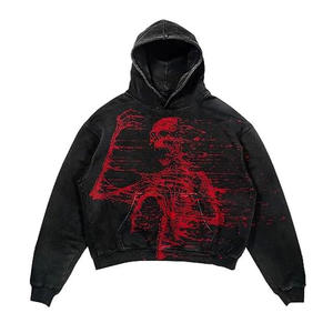 Ropa de calle personalizada, Sudadera con capucha de lana lisa, fabricante de chaqueta con parche desgastado para hombre, Sudadera con capucha bordada con apliques - Product Image 4