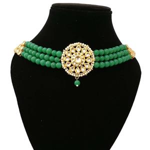 Bridal Choker <b>Necklace</b> <b>Earring</b> <b>Set</b> Brass Kundan Jewelry Handcrafted Trendy Geometric Ethnic Wedding Engagement Anniversary Party - Product Image 2