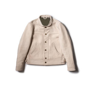 Chaqueta de cuero de vaquero con bolsillos delanteros de cuero de vaca genuino para hombre Forro interior de cierre de cremallera genuina - Product Image 1