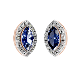 925 Sterling Silver Marquise Blue Stud Earrings VVS <b>Moissanite</b> Diamond Halo Trendy Custom Fine <b>Jewelry</b> for Wedding Gifts OEM ODM - Product Image 3