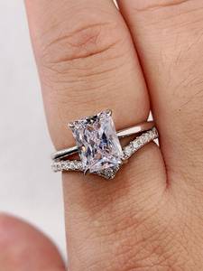 Bague en or massif 14 carats certifiée IGI 1 2 3 carats coupe rayonnante E VS1 Lab Diamond Ring Hidden Halo Pave Setting Fine Jewelry for Women ring - Product Image 2