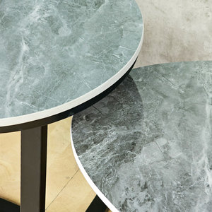 Modern Style Elip Design Double <b>Sofa</b> <b>Table</b> with Nesting Feature Stone Top and Iron Legs-TT68212 - Product Image 6