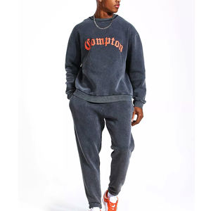 Conjunto de chándal y pantalones deportivos de gran tamaño de algodón 100% de alta calidad personalizados al por mayor, chándal con hombros caídos - Product Image 1