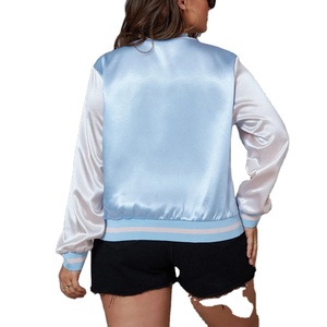 2025 nueva chaqueta universitaria de béisbol transpirable de alta calidad bombardero superventas chaqueta universitaria de satén para mujer chaqueta de satén - Product Image 2