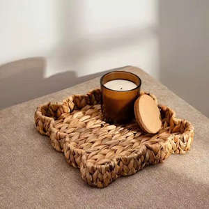 Plateaux rectangulaires en jacinthe d'eau naturelle au design unique, plateau de décoration en jacinthe, tissé à la main, vente en gros en provenance du Vietnam - Product Image 4