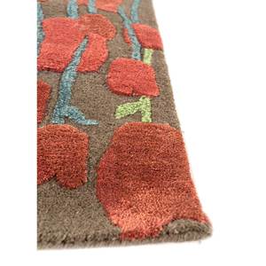 พรมขนสัตว์ผสมวิสโคสสีเบจน้ำตาลลายดอกไม้ รุ่น Tra-14732 สำหรับตกแต่งบ้าน ห้องนั่งเล่น ทางเดิน รูปทรงสี่เหลี่ยมผืนผ้า ลายทาง เหมาะสำหรับวัยรุ่น - Product Image 4