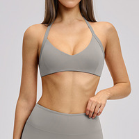 Soutien-gorge de sport brossé style européen et américain pour femme, haut de yoga dos nu, vêtement de sport de fitness et de course ultra-élastique