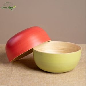 Bol en bambou filé enduit de couleur, design classique fait à la main, écologique, léger, non toxique, jetable pour un usage domestique - Product Image 1