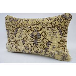 Oreiller Kantha en laine paisley beige vintage 12x20 pouces tissé à la main avec un motif complexe - Product Image 3