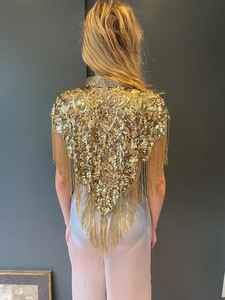 Robe de soirée élégante pour dames avec cape perlée Antistatique Belles perles brodées Franges Caractéristiques - Product Image 4