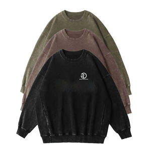 Sweat-shirt en éponge française de style design haut de gamme Streetwear sweat-shirt à col rond surdimensionné délavé à l'acide - Product Image 6