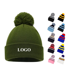 Bonnets d'hiver unisexes en tricot de haute qualité, à revers brodés, pour hommes et femmes, bonnets personnalisés avec logo - Product Image 1