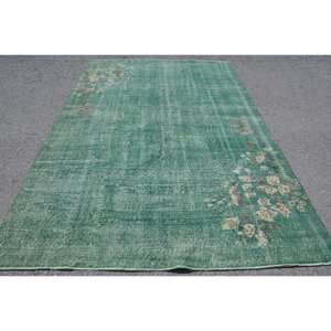 Alfombra turca vintage de 6,4x10 pies, área grande clásica, lana hecha a mano con diseño de retazos, respaldo de látex para adolescentes - Product Image 1