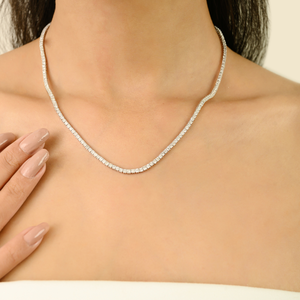 Collar de Tenis Apilable con Diamantes Naturales de Corte Brillante Redondo, el Más Asequible para Pedidos al por Mayor, Ideal para Fiestas, Oro Blanco de 14K - Product Image 2