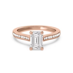 Anillo de Compromiso con Diamante Cultivado en Laboratorio, Corte Esmeralda, 1 Ct, F-VS2, en Oro Sólido de 14K Pulido, Producto Elegante con Facetas de Corte Limpio - Product Image 3