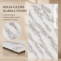 Lembaran Marmer UV MORLENX Putih Beige Rose, Panel Dinding Dekoratif PVC High Gloss untuk Interior Rumah dan Hotel Modern