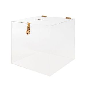 2025 boîte à cartes de mariage carrée élégante en acrylique avec serrure et clé porte-cadeau et enveloppe sécurisé pour mariages et événements spéciaux - Product Image 5