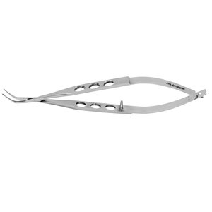 Micro-Corneal Scissors <b>Angled</b> Blunt Left-Hand Surgical Ophthalmic Instrument 10 cm <b>Stainless</b> <b>Steel</b> Manual CE Certified - Product Image 1