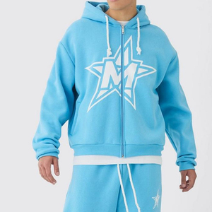 Cotton Custom Printed Tracksuits Sweatsuit Hoodie <b>Men</b> Tracksuits Heavyweight High Quality Zipper Tracksuit OEM Service - Product Image 3