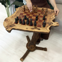 Ensemble d'échecs en bois d'olivier de luxe ArtisRaw avec pièces d'échecs en bois, écologique, fait main, jeu éducatif familial unisexe CG006