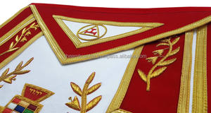 Precio de venta Masonic Regalia Alta calidad Pasado Sumo Sacerdote Real Arco Capítulo Delantal-Rojo con trenza dorada - Product Image 3