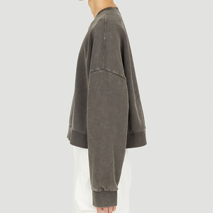 100% coton Vintage col rond de haute qualité surdimensionné col rond lavage à l'acide grande taille sweats à capuche et sweat-shirts pour hommes - Product Image 2