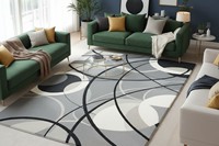 Hot Selling Modern Big Living Room Floral Rug Hand Tufted Luxury Sustainable Non-Slip Washable Wool Flat Pile Rectangle Carpet