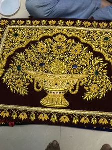 Tapis bijou décoratif de style moderne India Zari Threadwork Tenture murale pour intérieurs de maison Thèmes du patrimoine pour les occasions de cadeaux - Product Image 2