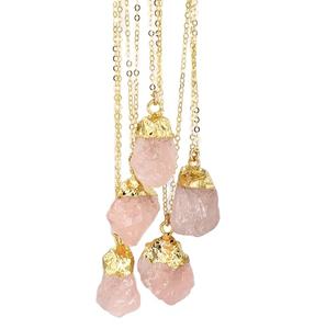 Collar de cuarzo rosa Natural, colgante de cuarzo rosa Natural - Product Image 1