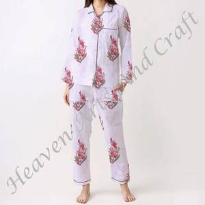 Conjunto de Pijamas de Algodón 100% para Mujer, Ropa de Dormir Suave para el Hogar, Conjunto de Pijamas de Primavera/Verano con Estampado Floral/Personajes/Letras/Estampado/Vacaciones/Árbol PJ032 - Product Image 4