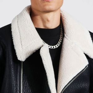 Disponible Colores únicos y diseño Chaqueta de cuero de imitación para hombre Chaqueta de cuero estilo cremallera frontal con cuello vuelto pesado 2025 - Product Image 5