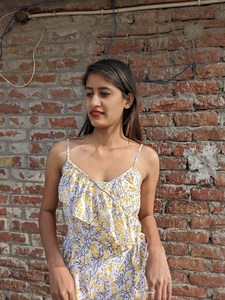 Bloque de mano impreso 100% algodón vestido indio Floral bordado túnicas largo Maxi vestido estilo Casual vestido de algodón indio - Product Image 3