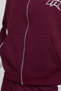 Nouveau design Bourgogne Oversize Boxy Fit Star Panelled Zip Up Through Hoodi pour hommes coton mélangé les plus vendus hommes Hoodies - Product Image 5