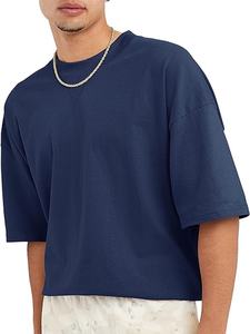 Camiseta de gran tamaño Boxy-Fit para hombre de calidad superior Camiseta en blanco de tela de punto de algodón pesado - Product Image 2