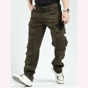 กางเกงคาร์โก้ทรงตรงเข้ารูปสำหรับผู้ชายกางเกงแนวสตรีทแบบลำลองหลายกระเป๋าดีไซน์ลายทางสำหรับผู้ชายกางเกงซักได้ - Product Image 1