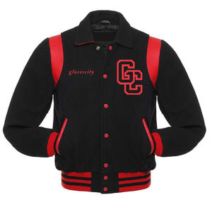GANTS de bombardier en laine noire avec logo personnalisé de haute qualité City Varsity Jacket à manches en cuir Baseball Letterman Varsity Jacket pour homme - Product Image 5