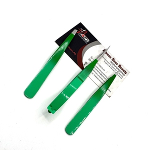 Pince à épiler à sourcils en acier durable avec logo personnalisé Ciseaux incurvés droits Ombre verte avec sourcils pointus inclinés Outil de beauté à ressort - Product Image 2