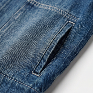 Nouveautés Veste en jean d'hiver pour homme de haute qualité Col montant Logo avant Déchiré Lavé Style streetwear tendance - Product Image 5