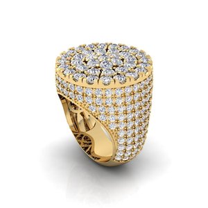 Luxury Women's <b>Cocktail</b> <b>Ring</b> With Round Brilliant Moissanite Pave Setting In 18K Solid <b>Gold</b> Crown Shape - Product Image 4