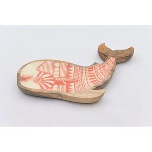 Plateau de service ovale long en bois écologique, artisanal, motif imprimé en émail tribal bleu, design moderne pour utilisation sur table de mariage - Product Image 5