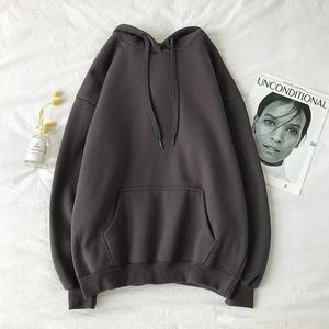 Sudaderas con capucha de color sólido de otoño básicas personalizadas de fábrica con sudaderas con capucha extragrandes transpirables para parejas y gimnasio - Product Image 5