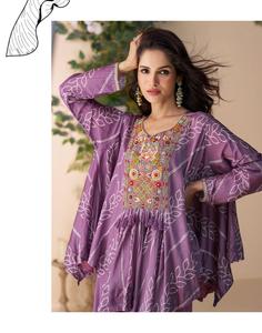 Seda Chinon de alta calidad con bordado y traje Salwar DE TRABAJO adornado a mano Fabricante y exportador mundial de Surat - Product Image 3