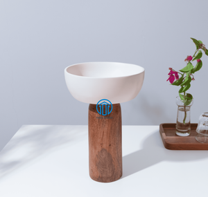 Wooden Round Cake Stand Perfect for <b>Ramadan</b> & Eid 2025 <b>Chocolate</b> Display Modern Wooden Pedestal Bowl - Product Image 1