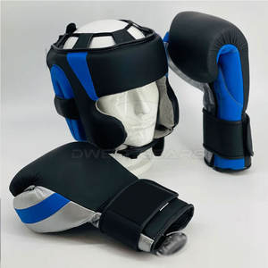 DWELT GEARS Conjuntos de boxeo ganadores de logotipo personalizado de alta calidad Cuero genuino Negro Cordones Sparring Gear Transpirable Cómodo para - Product Image 3