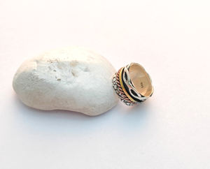 Anillo de Boda Hindú Bohemio para Hombre, Nuevo, Hecho a Mano en India, Plata de Ley 925, con Incrustaciones de Piedras Preciosas Verdes de Cobre y Diamantes - Product Image 2